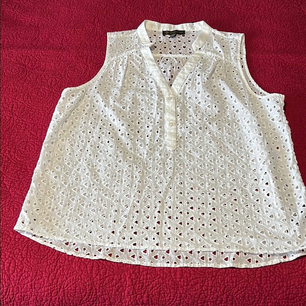 White Eyelet Sleeveless Top